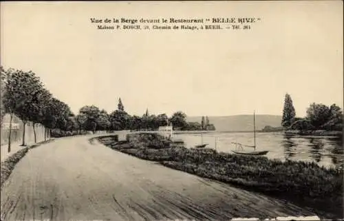 Ak Rueil Malmaison Hauts de Seine, Vue de la Berge devant Restaurant Belle Rive