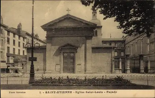 Ak Saint Étienne Loire, Eglise Saint Louis, Facade