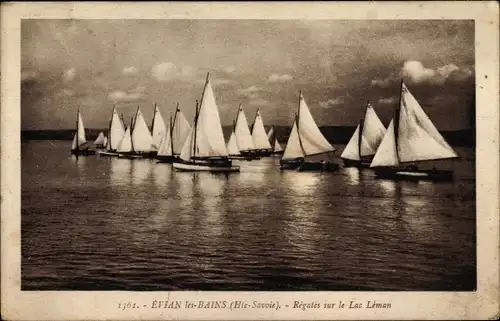 Ak Évian les Bains Haute Savoie, Regates sur le Lac Leman