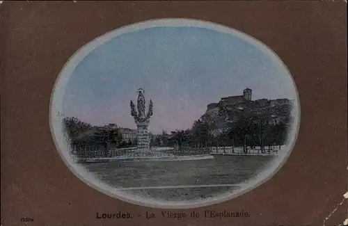 Passepartout Ak Lourdes Hautes Pyrénées, La Vierge de l'Esplanade