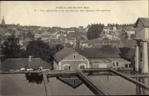 Ak Néris les Bains Allier, Vue générale prise au dessus des bassins refrigerants
