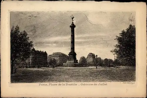 Künstler Ak Paris IV., Place de la Bastille, Colonne de Juillet