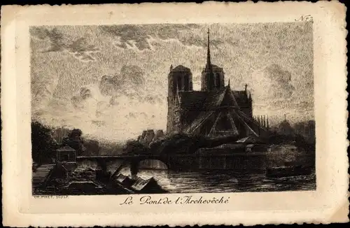 Ak Paris IV., V., Le Pont de l'Archeveche