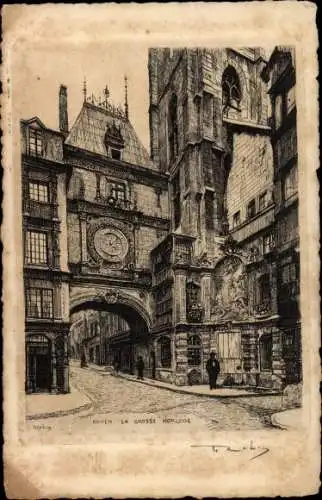 Künstler Ak Rouen Seine Maritime, La grosse Horloge
