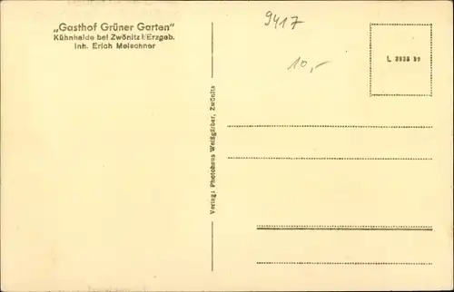 Ak Kühnhaide Marienberg im Erzgebirge, Gasthof Grüner Garten, Innenansicht