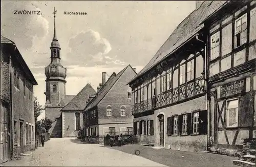 Ak Zwönitz im Erzgebirge Sachsen, Strickwarengeschäft, Kirchenstraße