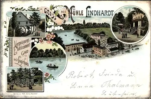 Litho Lindhardt Naunhof Sachsen, Gasthaus Mühle Lindhardt