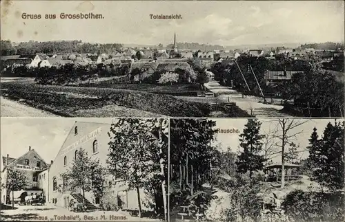 Ak Großbothen Grimma in Sachsen, Totalansicht, Rausche, Gasthaus Tonhalle