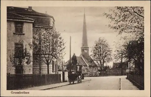 Ak Großbothen Grimma in Sachsen, Straßenpartie, Kirche