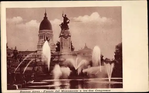 Ak Buenos Aires Argentinien, Fuente del Monumento a los dos Congresos