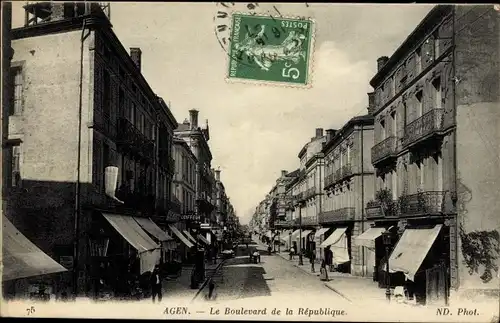 Ak Agen Lot et Garonne, Le Boulevard de la Republique