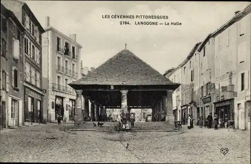 Ak Langogne Lozère, La Halle