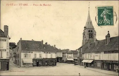 Ak Pont sur Yonne, Place du Marche