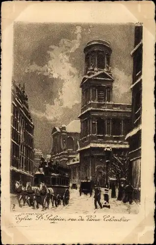 Künstler Ak Paris VI., Eglise Saint Sulpice, rue du Vieux Colombier
