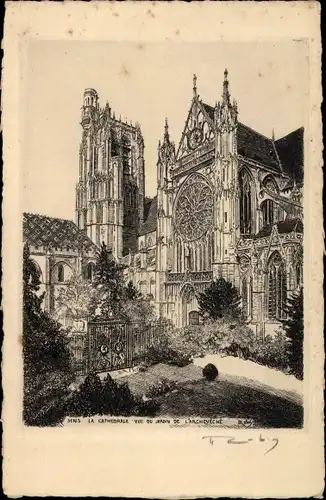 Künstler Ak Sens Yonne, La Cattedrale