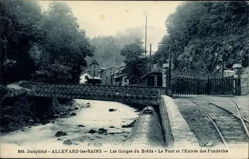 Ak Allevard les Bains Isère, Les Gorges du Breda, Entrée des Fonderies