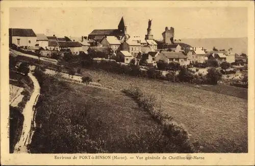 Ak Port à Binson Mareuil le Port Marne, Vue generale de Chatillon sur Marne