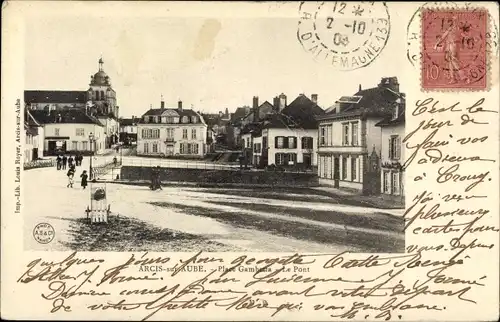 Ak Arcis sur Aube, Place Gambetta, Le Pont