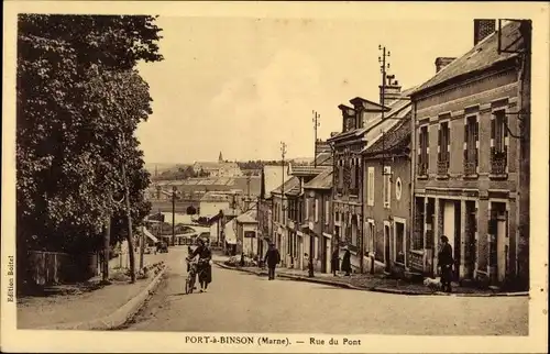 Ak Port à Binson Mareuil le Port Marne, Rue du Pont