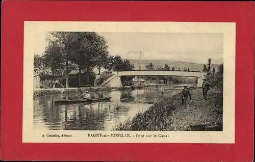 Passepartout Ak Pagny sur Moselle Meurthe et Moselle, Pont sur le Canal