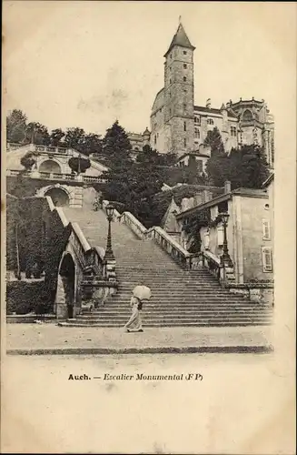 Ak Auch Gers, Escalier Monumental