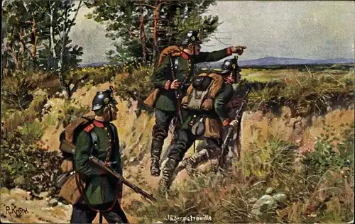 Künstler Ak Knötel, R., Jägerpatrouille, deutsche Soldaten