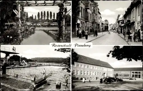 Ak  Pinneberg in Holstein, Rosengarten, Innenstadt, Freibad, Gebäude