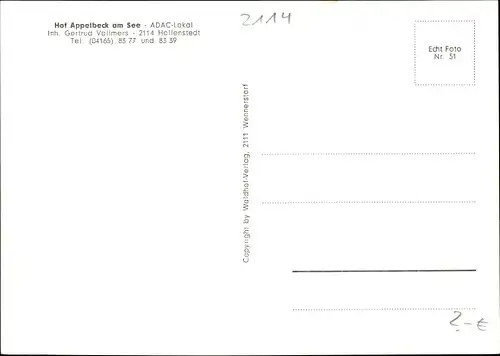 Ak Moisburg in Niedersachsen, Hof Appelbeck am See, Inh. Gertrud Vollmers