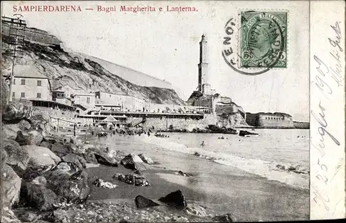 Ak Sampierdarena Genova Genua Liguria, Bagni Margherita e Lanterna