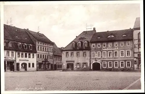 Ak Mügeln in Sachsen, Marktplatz, Hotel zum Hirsch