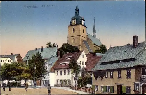 Ak Mittweida in Sachsen, Blick zur Kirche
