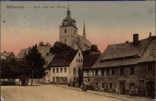 Ak Mittweida in Sachsen, Blick nach der Kirche