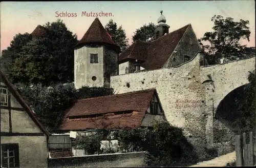 Ak Mutzschen Grimma in Sachsen, Teilansicht mit Kirche