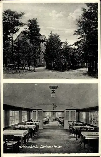 Ak Dahlen in Sachsen, Gasthaus Heideschänke, Dahlener Heide, Innenansicht