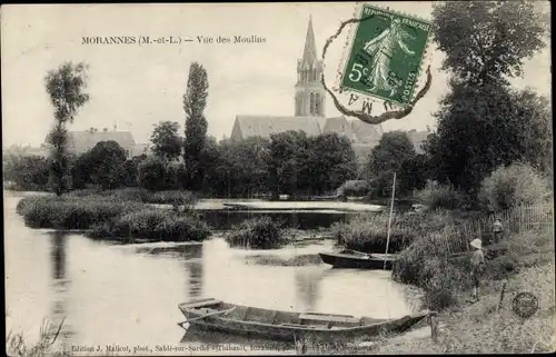 Ak Morannes Maine et Loire, Vue des Moulins