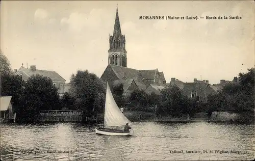 Ak Morannes Maine et Loire, Bords de la Sarthe