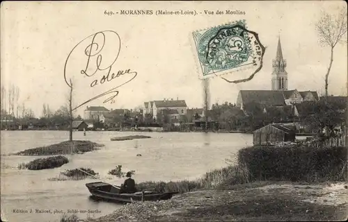 Ak Morannes Maine et Loire, Vue des Moulins