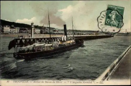 Ak Trouville Calvados, Arrivée du Bateau du Havre l'Augustin Normand