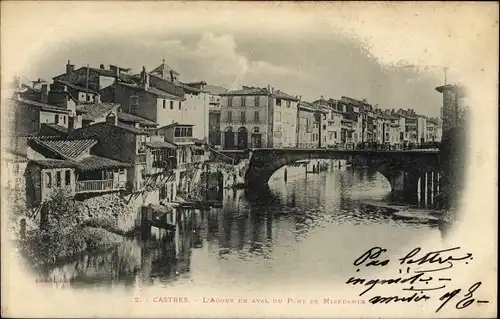 Ak Castres Tarn, L'Agout en Aval du Pont de Miredames