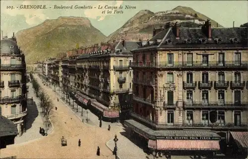 Ak Grenoble Isère, Boulevard Gambetta, La Casque de Néron et les Forts