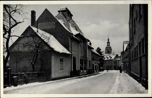 Ak Zella Mehlis im Thüringer Wald, Blick vom Stadtkaffee zur Kirche, Winter