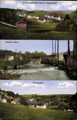 Ak Niederbobritzsch Bobritzsch Hilbersdorf im Erzgebirge, Unteres Wehr, Niederdorf