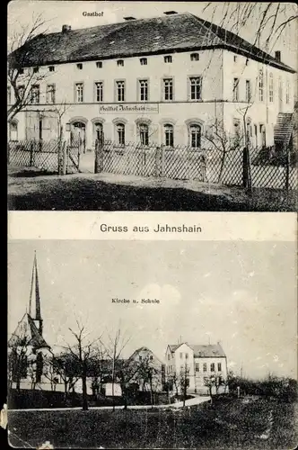 Ak Jahnshain Frohburg in Sachsen, Gasthof, Kirche, Schule