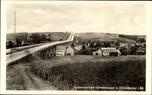 Ak Frankenhausen Crimmitschau in Sachsen, Autobahnbrücke, Ort