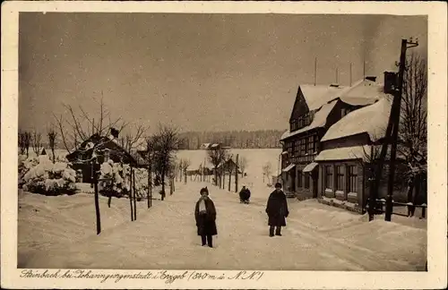 Ak Steinbach Johanngeorgenstadt im Erzgebirge, Gasthof Waldesruhe, Winteridyll