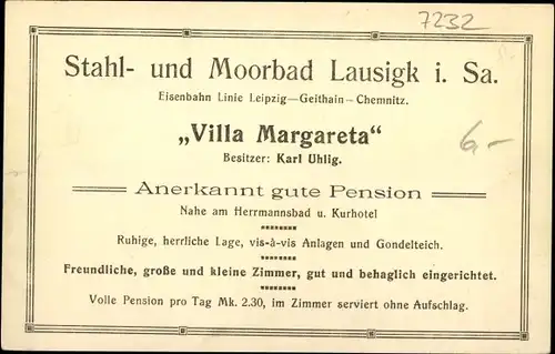 Ak Bad Lausigk Bad Lausick in Sachsen, Villa Margareta, Pension Uhlig