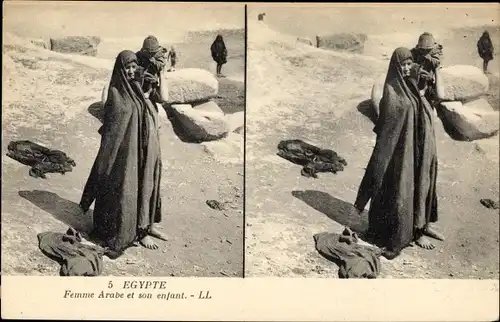 Stereo Ak Ägypten, Femme Arabe et son enfant