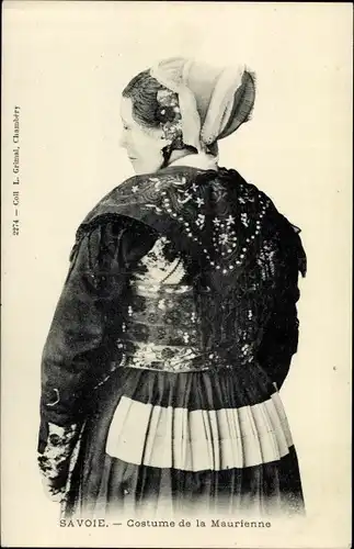 Ak Savoie, Costume de la Maurienne, Frau in Tracht