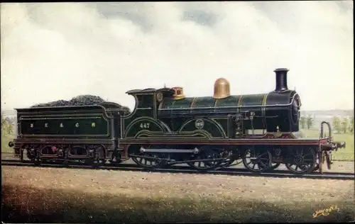 Künstler Ak Britische Eisenbahn, Express Passenger Locomotive, Tender 447, Dampflok