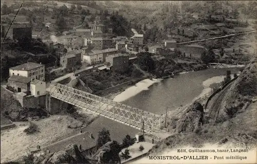 Ak Monistrol d'Allier Haute Loire, Pont metallique